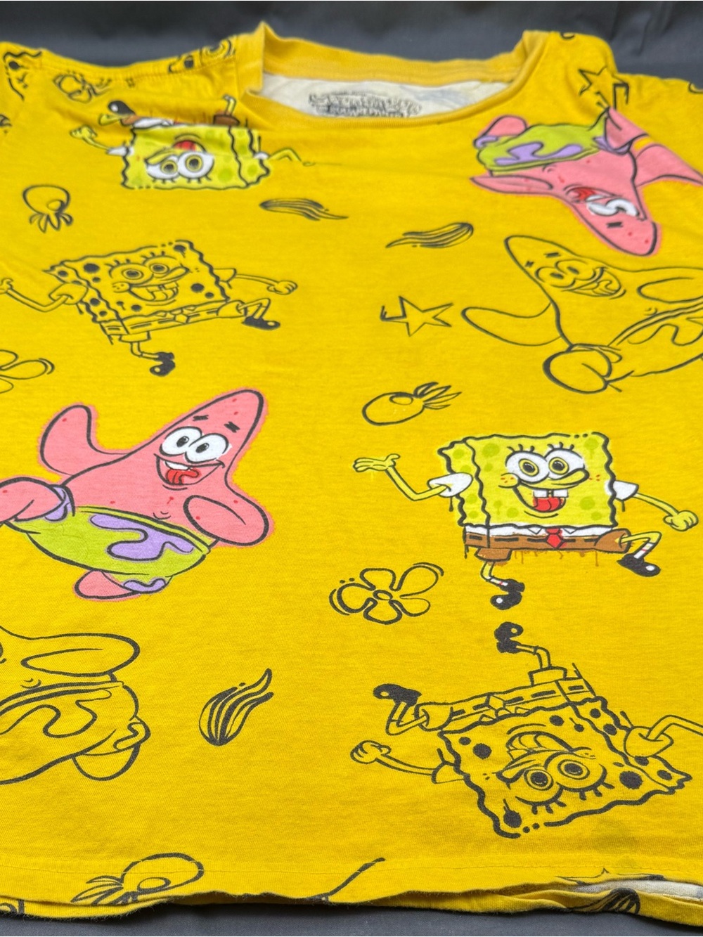 SpongeBob Squarepants Black and Yellow Tag Graphic Tee